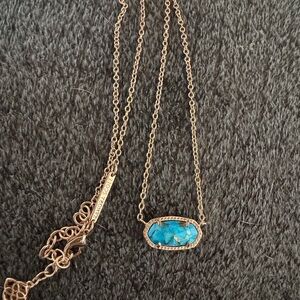 Kendra Scott Rose Gold Elyse Necklace with Bronze Veined Turquoise